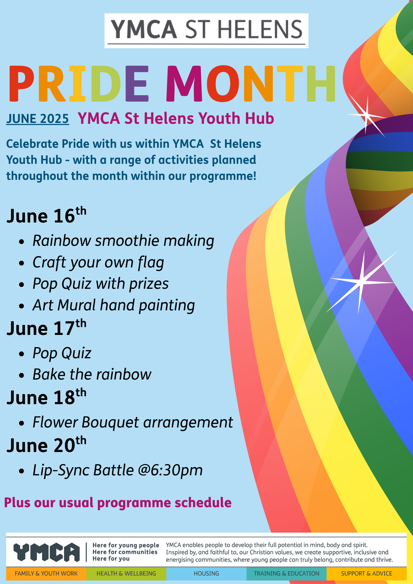 Pride week in the YMCA St Helens Youth Hub